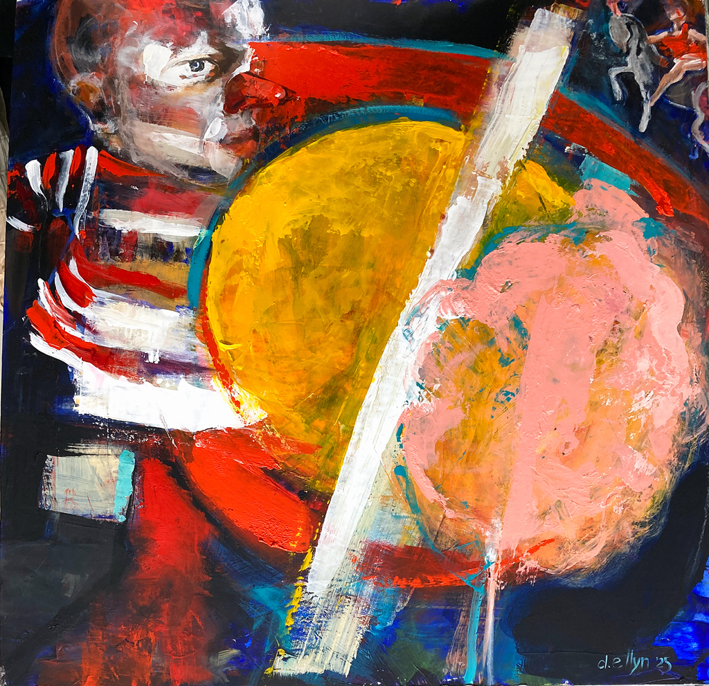 abstract colorful painting of a group of figures